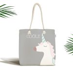 - Canta-4654 - Realhomes Gri Zemin Cool Yazılı Unicorn Baskılı Dijital Baskılı Çocuk Odası Kumaş Plaj Çantası Realhomes