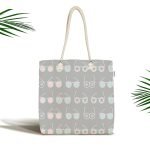 - Canta-4656 - Realhomes Gri Zeminde Sevimli Renkli Gözlük Motifli Dijital Baskılı Kumaş Plaj Çantası Realhomes