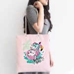 Pembe Zemin Tatil Temalı Unicorn Desenli Dijital Baskılı Kumaş Plaj Çantası Realhomes