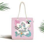 Pembe Zemin Tatil Temalı Unicorn Desenli Dijital Baskılı Kumaş Plaj Çantası Realhomes