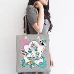 Gri Zemin Tatil Temalı Unicorn Desenli Dijital Baskılı Kumaş Plaj Çantası Realhomes