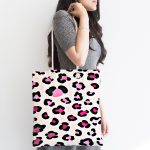 - Canta-4684-1 - Realhomes Renkli Leopar Desenli Özel Tasarımlı Dijital Baskılı Çocuk Odası Kumaş Plaj Çantası Realhomes