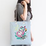 - Canta-4686-1 - Realhomes Mavi Zemin Tatil Temalı Unicorn Desenli Dijital Baskılı Kumaş Plaj Çantası Realhomes