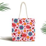 - Canta-4836 - Realhomes Realhomes Pembe Zeminde Uğurböceği Dijital Baskılı Kumaş Plaj Çantası Realhomes