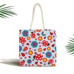 Realhomes Mavi Zeminde Uğurböceği Dijital Baskılı Kumaş Plaj Çantası Realhomes