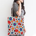 - Canta-4838-1 - Realhomes Realhomes Gri Zeminde Uğurböceği Dijital Baskılı Kumaş Plaj Çantası Realhomes