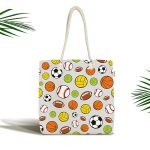 - Canta-4844 - Realhomes Realhomes Gri Zeminde Spor Topları Dijital Baskılı Kumaş Plaj Çantası Realhomes