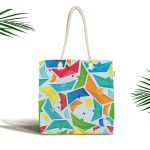 - Canta-4850 - Realhomes Realhomes Mavi Zeminde Origami Gemiler Dijital Baskılı Kumaş Plaj Çantası Realhomes