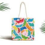 Realhomes Pembe Zeminde Origami Gemiler Dijital Baskılı Kumaş Plaj Çantası Realhomes