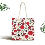 - Canta-4852 - Realhomes Realhomes Pembe Zeminde Spor Topları Dijital Baskılı Kumaş Plaj Çantası Realhomes