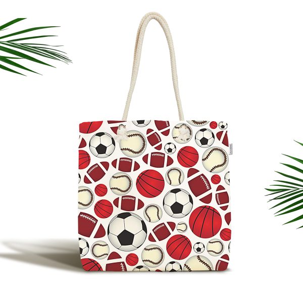 Realhomes Mavi Zeminde Papatya Desenli Dijital Baskılı Kumaş Plaj Çantası Realhomes