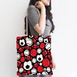 Realhomes Siyah Zeminde Spor Topları Dijital Baskılı Kumaş Plaj Çantası Realhomes