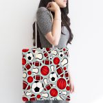 - Canta-4854-1 - Realhomes Realhomes Gri Zeminde Spor Topları Dijital Baskılı Kumaş Plaj Çantası Realhomes