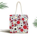 - Canta-4855 - Realhomes Realhomes Mavi Zeminde Spor Topları Dijital Baskılı Kumaş Plaj Çantası Realhomes