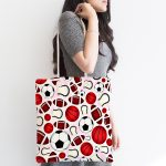 - Canta-4856-1 - Realhomes Realhomes Pembe Zeminde Spor Topları Dijital Baskılı Kumaş Plaj Çantası Realhomes