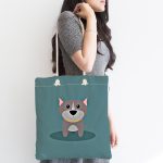 - Canta-4879-1 - Realhomes Realhomes Köpek Desenli Dijital Baskılı Kumaş Plaj Çantası Realhomes