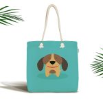 Realhomes Köpek Desenli Dijital Baskılı Kumaş Plaj Çantası Realhomes