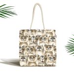 - Canta-4888 - Realhomes Realhomes Kedi Desenli Dijital Baskılı Kumaş Plaj Çantası Realhomes