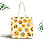 - Canta-4889 - Realhomes Realhomes Emoji Dijital Baskılı Kumaş Plaj Çantası Realhomes