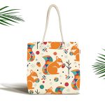 - Canta-4890 - Realhomes Realhomes Krem Zeminde Fındık Kurdu Sincap Dijital Baskılı Kumaş Plaj Çantası Realhomes