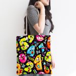 - Canta-4896-1 - Realhomes Realhomes Koyu Zeminde Renkli Sayılar Dijital Baskılı Kumaş Plaj Çantası Realhomes