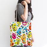 - Canta-4898-1 - Realhomes Realhomes Beyaz Zeminde Renkli Sayılar Dijital Baskılı Kumaş Plaj Çantası Realhomes