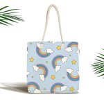 - Canta-4899 - Realhomes Realhomes Mavi Zeminde Gökkuşağı Dijital Baskılı Kumaş Plaj Çantası Realhomes