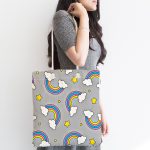 - Canta-4900-1 - Realhomes Realhomes Gri Zeminde Gökkuşağı Dijital Baskılı Kumaş Plaj Çantası Realhomes