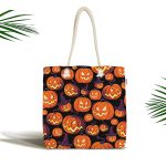 - Canta-4904 - Realhomes Realhomes Siyah Zeminde Balkabağı Dijital Baskılı Kumaş Plaj Çantası Realhomes