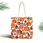 - Canta-4905 - Realhomes Realhomes Beyaz Zeminde Balkabağı Dijital Baskılı Kumaş Plaj Çantası Realhomes