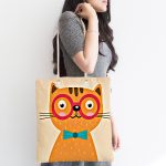 Realhomes Renkli Kedi Dijital Baskılı Kumaş Plaj Çantası Realhomes