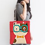 - Canta-4912-1 - Realhomes Realhomes Renkli Kedi Dijital Baskılı Kumaş Plaj Çantası Realhomes