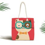 - Canta-4912 - Realhomes Realhomes Renkli Kedi Dijital Baskılı Kumaş Plaj Çantası Realhomes