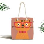 - Canta-4913 - Realhomes Realhomes Renkli Kedi Dijital Baskılı Kumaş Plaj Çantası Realhomes