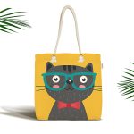 - Canta-4914 - Realhomes Realhomes Renkli Kedi Dijital Baskılı Kumaş Plaj Çantası Realhomes