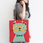 Realhomes Renkli Kedi Dijital Baskılı Kumaş Plaj Çantası Realhomes