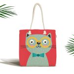 Realhomes Renkli Kedi Dijital Baskılı Kumaş Plaj Çantası Realhomes