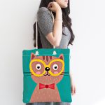 Realhomes Renkli Kedi Dijital Baskılı Kumaş Plaj Çantası Realhomes