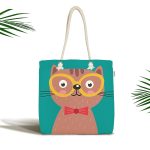 Realhomes Renkli Kedi Dijital Baskılı Kumaş Plaj Çantası Realhomes