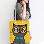 - Canta-4917-1 - Realhomes Realhomes Renkli Kedi Dijital Baskılı Kumaş Plaj Çantası Realhomes