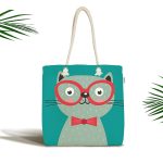 - Canta-4918 - Realhomes Realhomes Renkli Kedi Dijital Baskılı Kumaş Plaj Çantası Realhomes