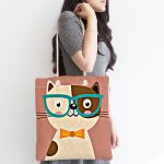 - Canta-4919-1 - Realhomes Realhomes Renkli Kedi Dijital Baskılı Kumaş Plaj Çantası Realhomes