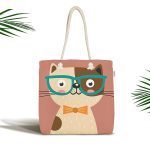 - Canta-4919 - Realhomes Realhomes Renkli Kedi Dijital Baskılı Kumaş Plaj Çantası Realhomes