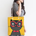 - Canta-4920-1 - Realhomes Realhomes Renkli Kedi Dijital Baskılı Kumaş Plaj Çantası Realhomes