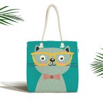 - Canta-4921 - Realhomes Realhomes Renkli Kedi Dijital Baskılı Kumaş Plaj Çantası Realhomes