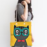 - Canta-4922-1 - Realhomes Realhomes Renkli Kedi Dijital Baskılı Kumaş Plaj Çantası Realhomes