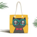 - Canta-4922 - Realhomes Realhomes Renkli Kedi Dijital Baskılı Kumaş Plaj Çantası Realhomes