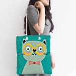 - Canta-4923-1 - Realhomes Realhomes Renkli Kedi Dijital Baskılı Kumaş Plaj Çantası Realhomes