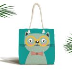 - Canta-4923 - Realhomes Realhomes Renkli Kedi Dijital Baskılı Kumaş Plaj Çantası Realhomes