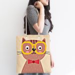 - Canta-4924-1 - Realhomes Realhomes Renkli Kedi Dijital Baskılı Kumaş Plaj Çantası Realhomes